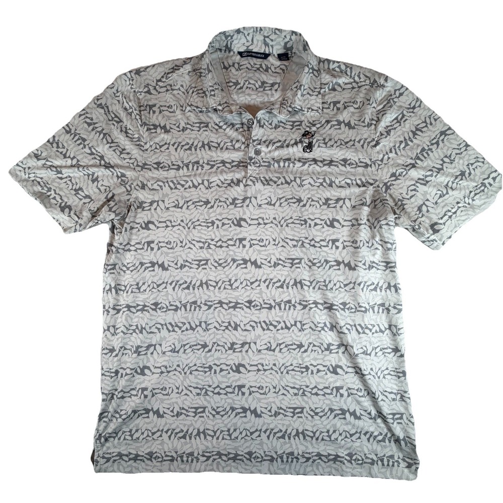 Cutter and Buck Polo Shirt Mickey Mouse Logo Mens M White Golf Tech Performance